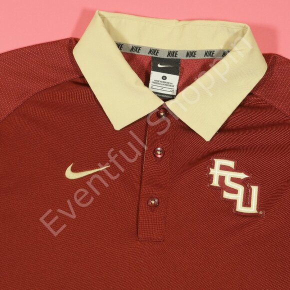 Nike Other - Nike Florida State Seminoles Polo Shirt Mens S Red Garnet Gold FSU Contrast
